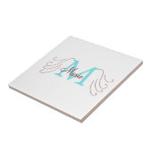 Carreau jeté simple minimal ajouter nom monogramme rose ro (Côté)