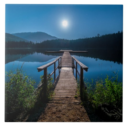Carreau Jetée de nuit sous une Pleine lune (Devant)