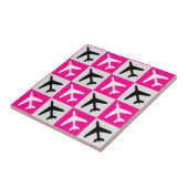 Carreau Jets d'aviation géométriques rose (Côté)