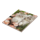 Carreau Jeu persan de chatons en fleurs roses (Côté)