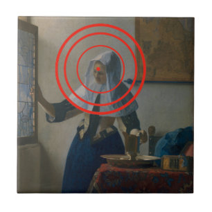 Carreau Jeune femme cible avec pichet d'eau Art de Vermeer