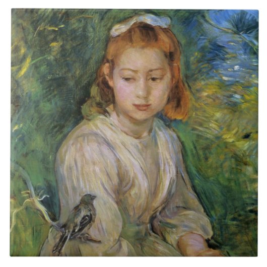 Carreau Jeune fille avec un oiseau (par Berthe Morisot) (Devant)