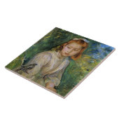 Carreau Jeune fille avec un oiseau (par Berthe Morisot) (Côté)