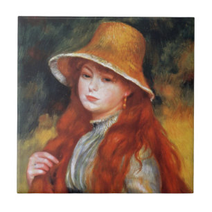 Carreau Jeune fille en paille Casquette par Renoir