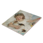 Carreau Jeune Fille Jouant Avec Son Chat (Munier) (Côté)