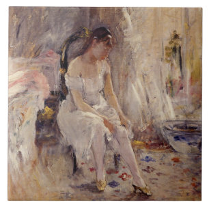 Carreau Jeune fille mettant ses bas (par Berthe Morisot)