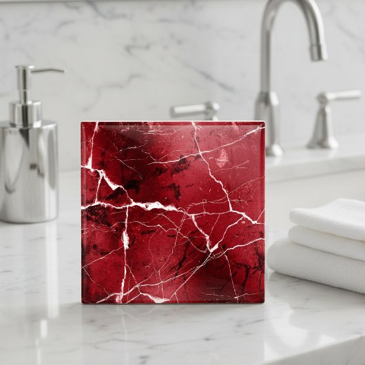 Carreau Jewel Tones Marble Abstract Ruby Red D1288