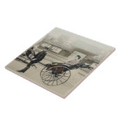 Carreau "Jinrikisha" devant un temple, c.1880 (main Co (Côté)