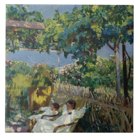 Carreau Joaquin Sorolla - La Sieste dans le jardin (Devant)