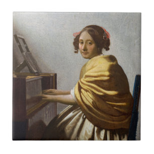 Carreau Johannes Vermeer - Jeune femme assise à Virginal