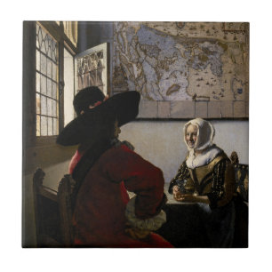 Carreau Johannes Vermeer - Officier avec une fille qui rit