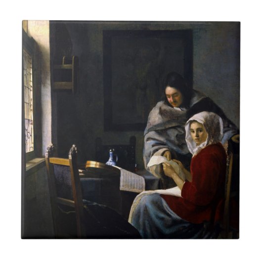 Carreau Johannes Vermeer - Une fille interrompue à sa musi (Devant)