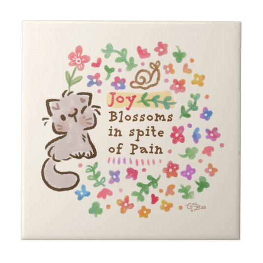 Carreau Joie fleurit malgré la douleur - Pebble le chaton (Devant)