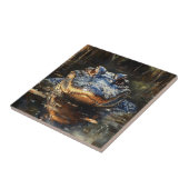 Carreau Joli Alligator en Floride Everglades Peinture (Côté)