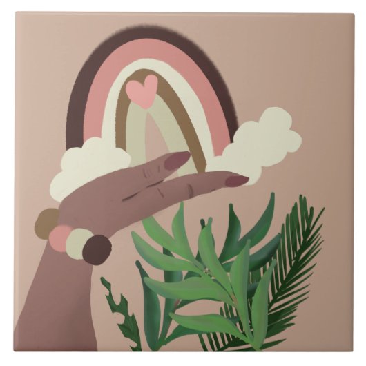 Carreau Joli arc-en-ciel naturel verdure Mains Feminine (Devant)