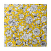 Carreau Joli blanc jaune floral design abstrait (Devant)