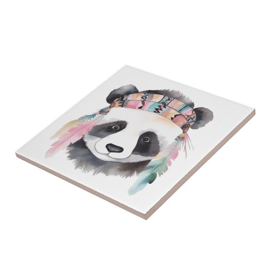 Carreau Joli boho aquarelle hippie conception panda (Côté)