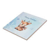 Carreau Joli cerf caricaturé en neige (Côté)