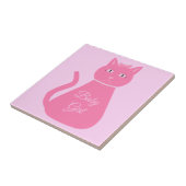 Carreau Joli chat fille rose sur mesure (Côté)