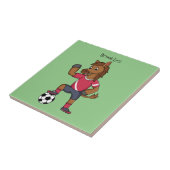 Carreau Joli cheval drôle jouant dessin de football (Côté)