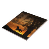 Carreau Joli cheval Trotting au lever du soleil (Côté)