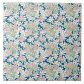 Carreau Joli chien rose Rose sur Motif bleu foncé (Devant)