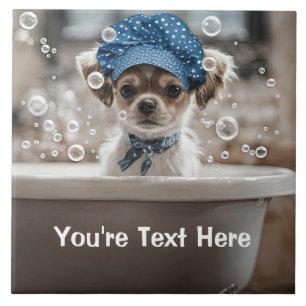 Carreau Joli chiot Chihuahua en bain moussant au spa
