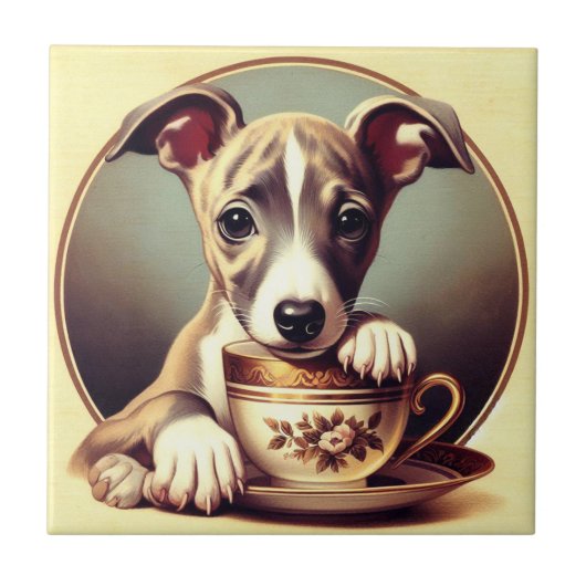 Carreau Joli chiot Whippet (Devant)