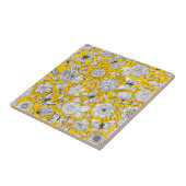 Carreau Joli design abstrait floral blanc jaune (Côté)