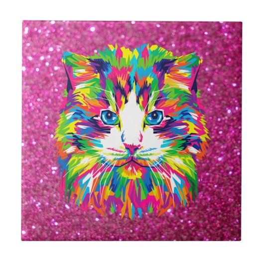 Carreau Joli et coloré chat câlin, (Devant)
