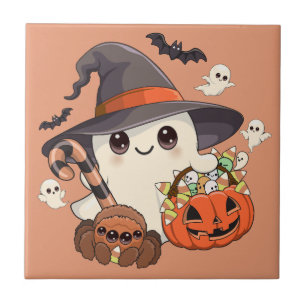 Carreau Joli fantôme de Halloween de style Kawaii