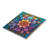 Carreau joli faux vitrail fleurs (Côté)