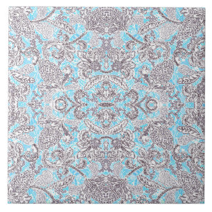 Carreau Joli floral classique gris bleu