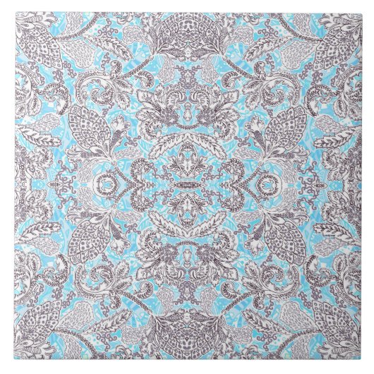 Carreau Joli floral classique gris bleu (Devant)