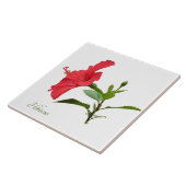 Carreau Joli hibiscus rouge sur blanc (Côté)