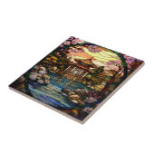 Carreau joli Jardin japonais faux vitrail (Côté)