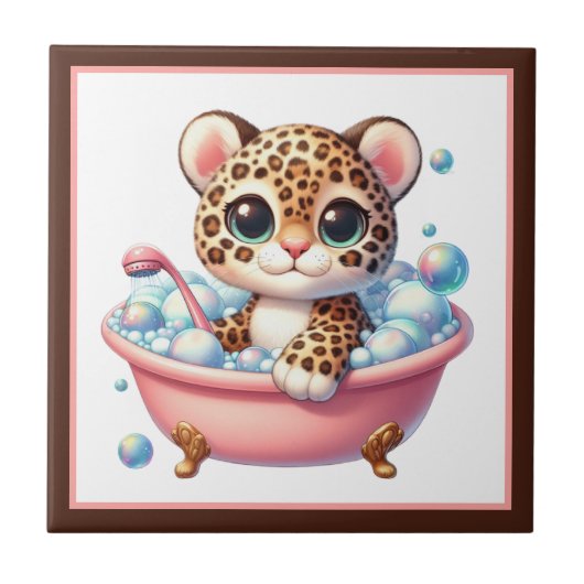 Carreau Joli léopard de salle de bain baignoire (Devant)
