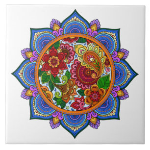 Carreau Joli Mandala Floral Peint