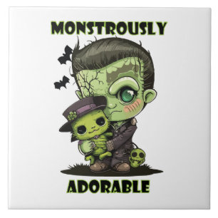 Carreau Joli monstre de Frankenstein avec peluche