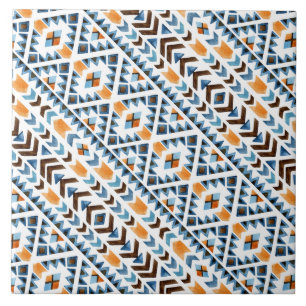Carreau Joli motif aztèque à l'aquarelle
