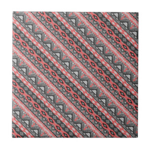 Carreau Joli motif aztèque gris rouge