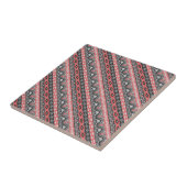 Carreau Joli motif aztèque gris rouge (Côté)