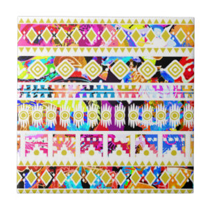 Carreau Joli motif aztèque tribal coloré