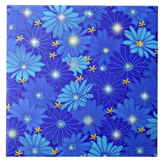 Carreau Joli Motif Blue Daisy (Devant)