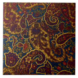 Carreau Joli motif cachemire vintage brun foncé