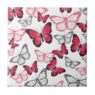 Carreau Joli Motif d'art papillon rouge et noir