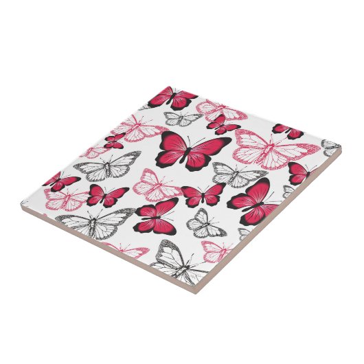 Carreau Joli Motif d'art papillon rouge et noir (Côté)