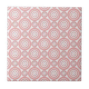 Carreau Joli motif de cercles géométriques rose et blanc