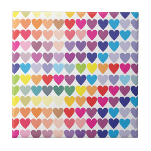 Carreau Joli Motif de coeur arc-en-ciel coloré