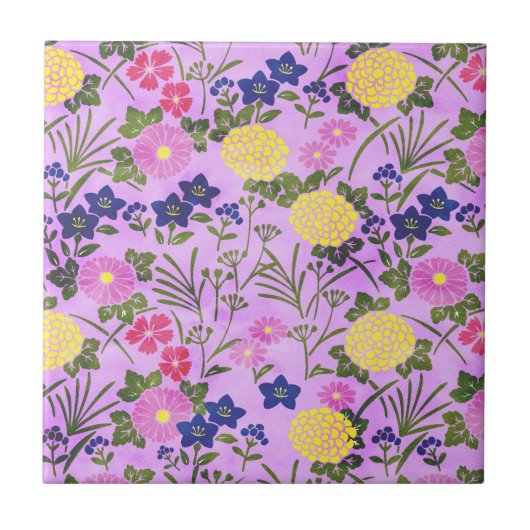 Carreau Joli Motif de fleurs Vintages violet (Devant)
